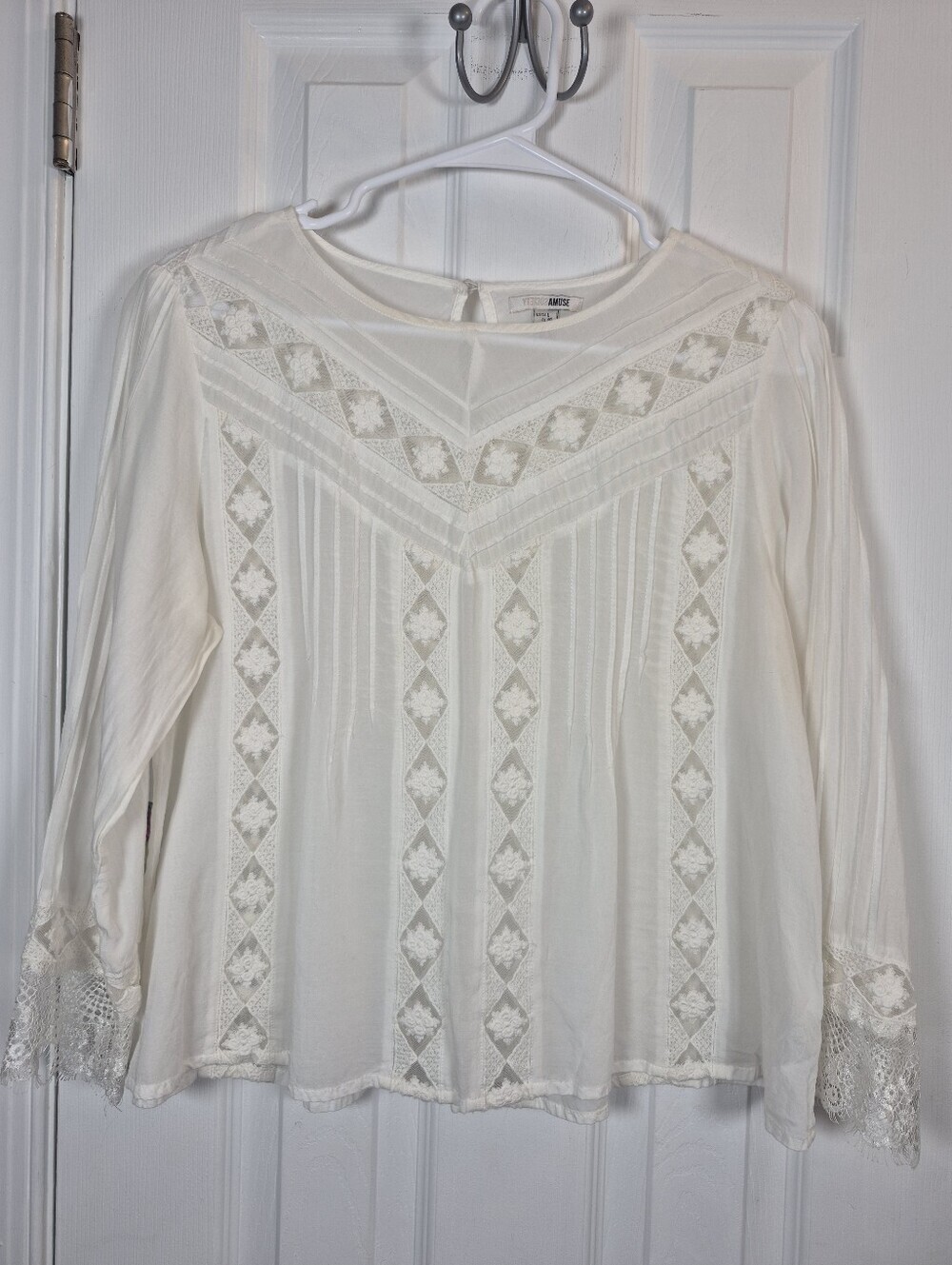 Amuse Society Cherish Lace Blouse Casa Blanca White M
